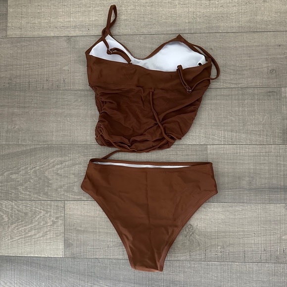 Brown Ruched Bikini Set - Picture 3 of 4